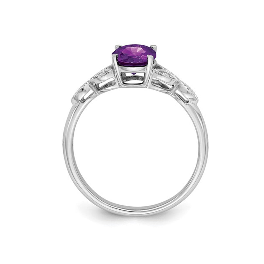 1.10 Carat (ctw) Oval-Cut Amethyst Ring in 14K White Gold Image 3