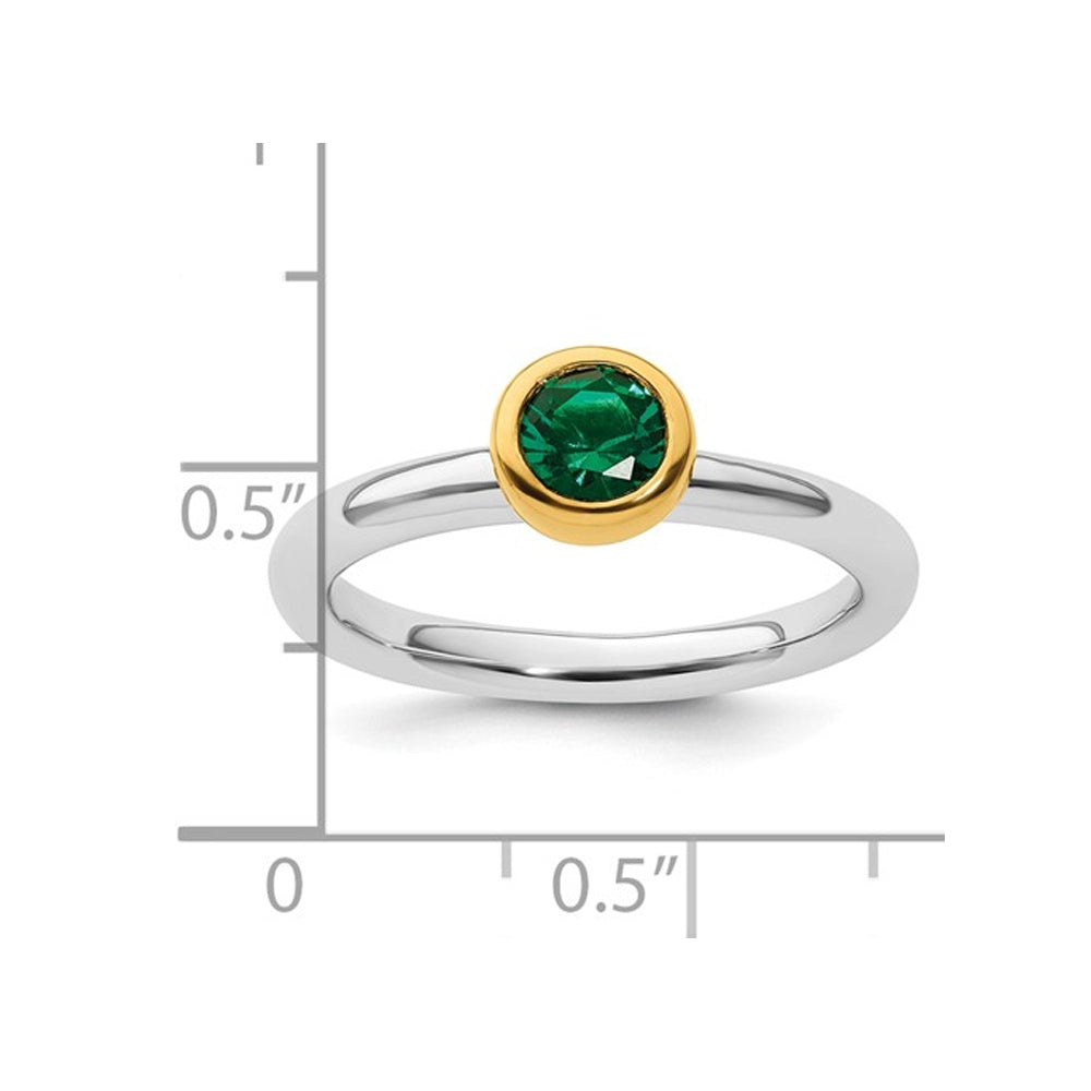 1/2 Carat (ctw) Lab-Created Emerald Ring in Sterling Silver Image 3