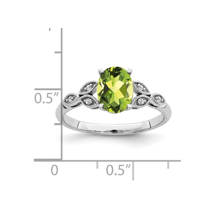 1.28 Carat (ctw) Oval-Cut Peridot Ring in 14K White Gold (SIZE 7) Image 3