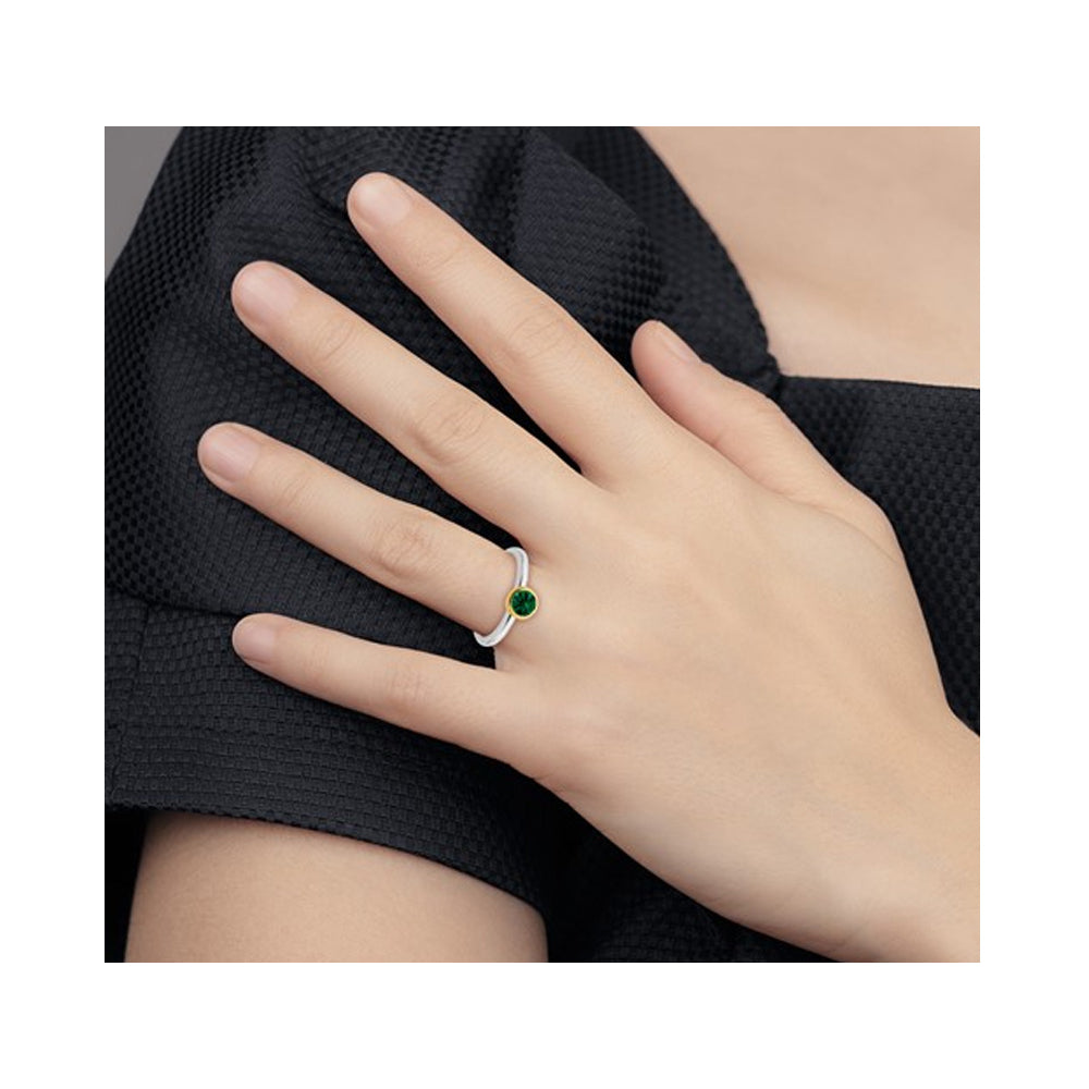 1/2 Carat (ctw) Lab-Created Emerald Ring in Sterling Silver Image 4