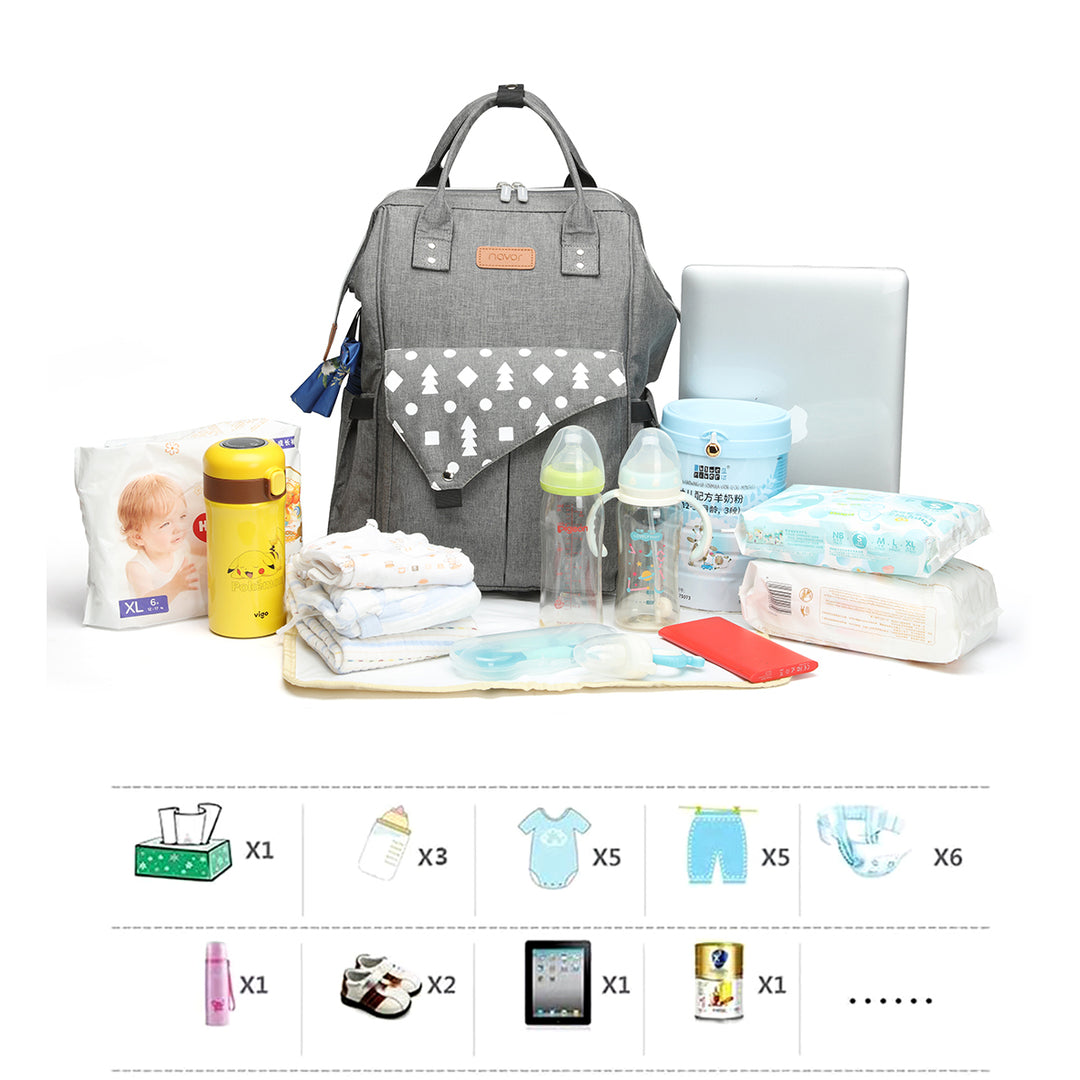 navor Multi-Function Waterproof Diaper Bag Travel Backpack Nappy Tote Bags with USB Charging Port for Baby Care, Large Image 4