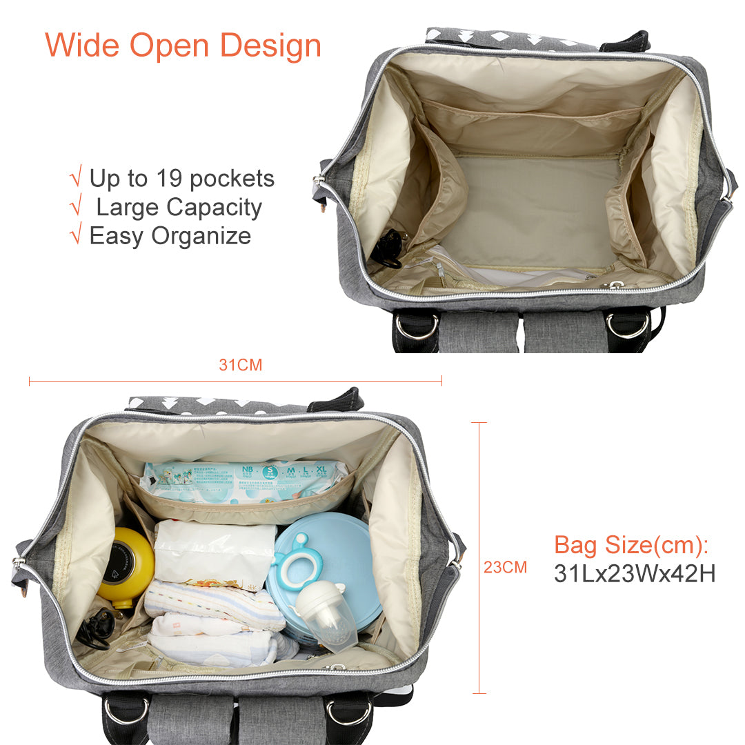 navor Multi-Function Waterproof Diaper Bag Travel Backpack Nappy Tote Bags with USB Charging Port for Baby Care Large Image 4