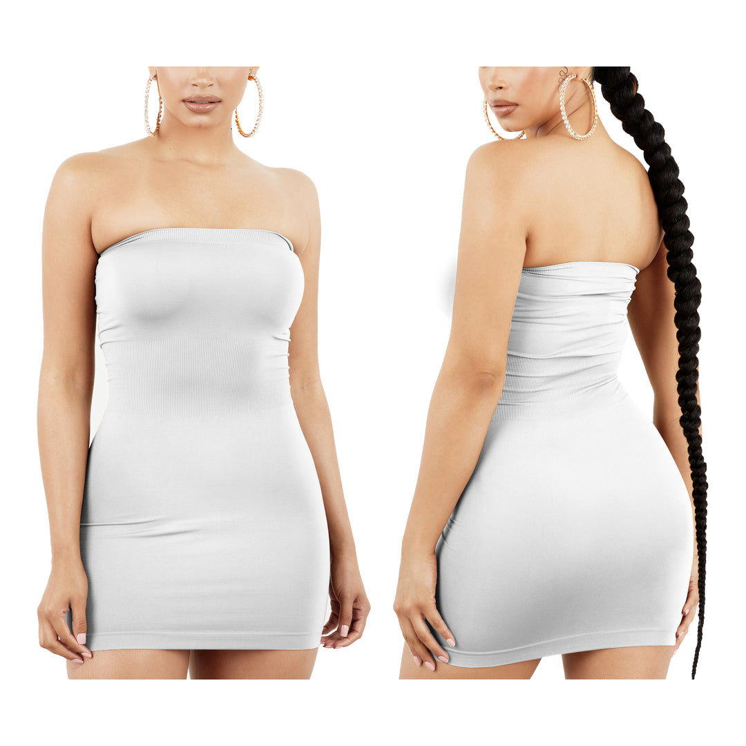 1 or 2 Pack: Womens Seamless Strapless Tube Dress Image 8