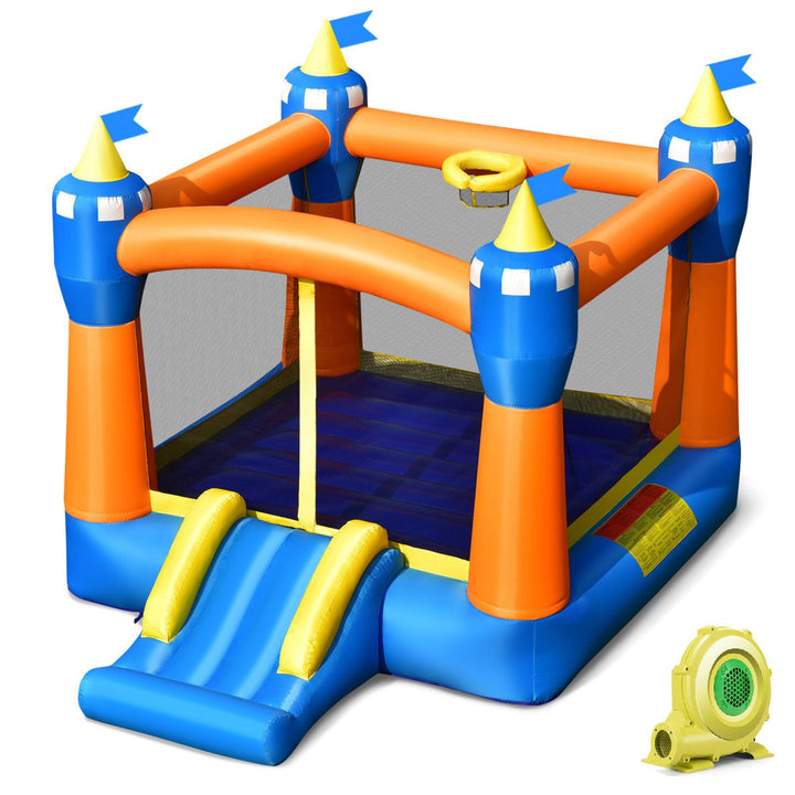 Inflatable Bounce House Kids Jumping Castle w/ 735W Blower Indoor and Outdoor Image 1