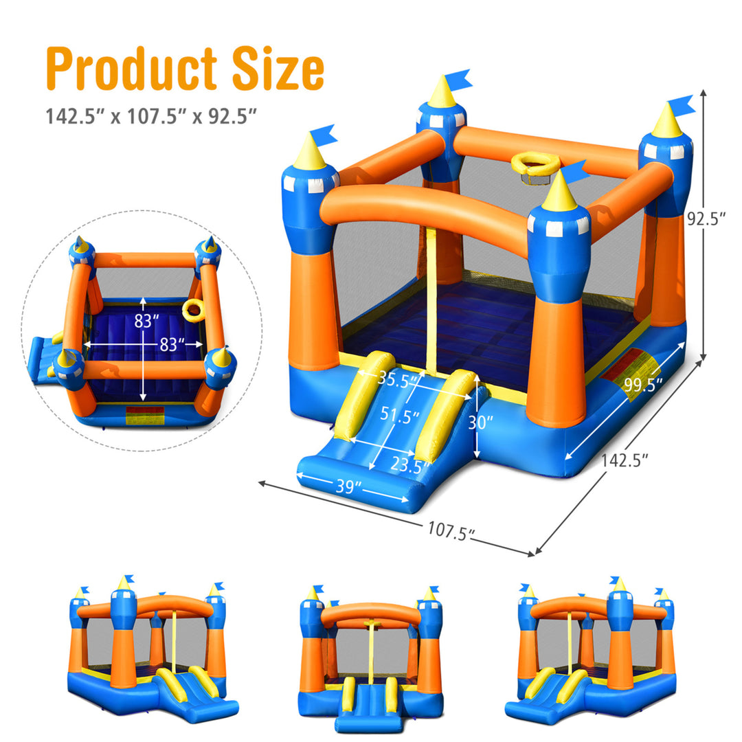 Inflatable Bounce House Kids Jumping Castle w/ 735W Blower Indoor and Outdoor Image 2