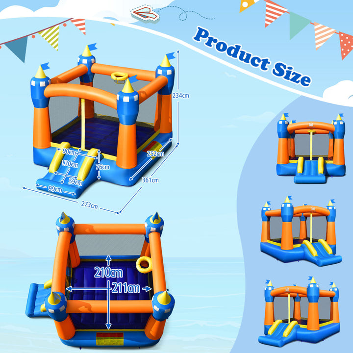 Inflatable Bounce House Kids Jumping Castle w/ 735W Blower Indoor and Outdoor Image 6