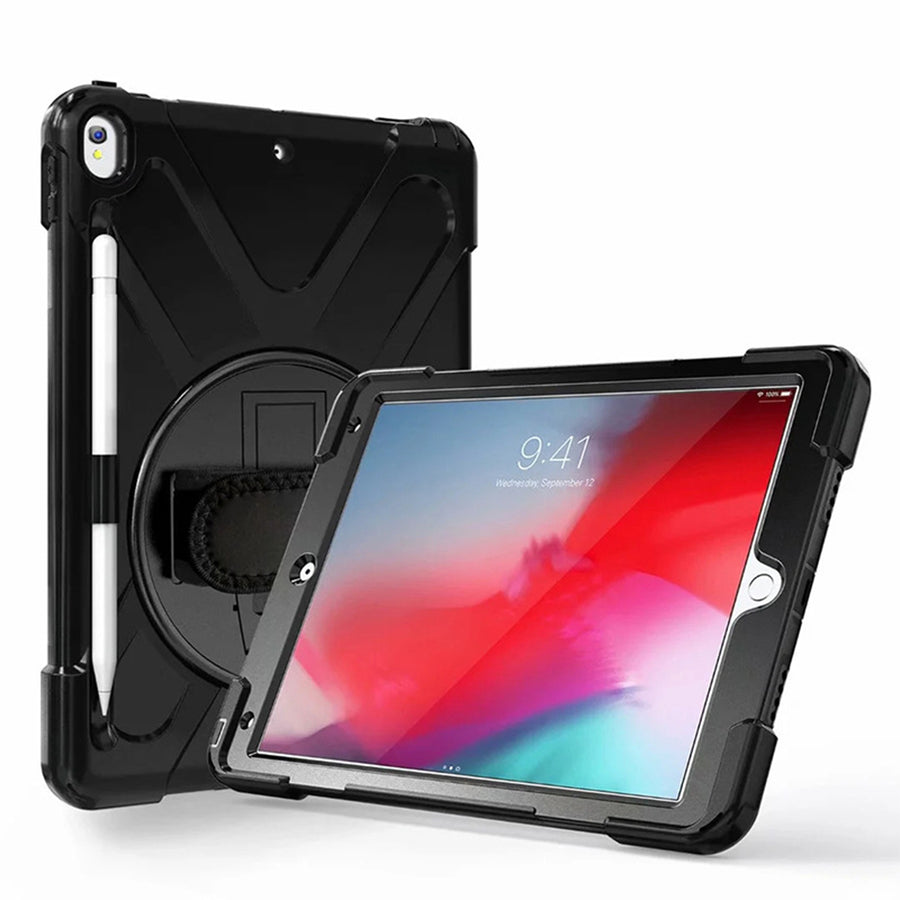 navor Case Compatible with iPad Air 3 10.5" 2019, Rugged Rotating Kickstand with Built-in Pencil Holder, Hand Strap and Image 1