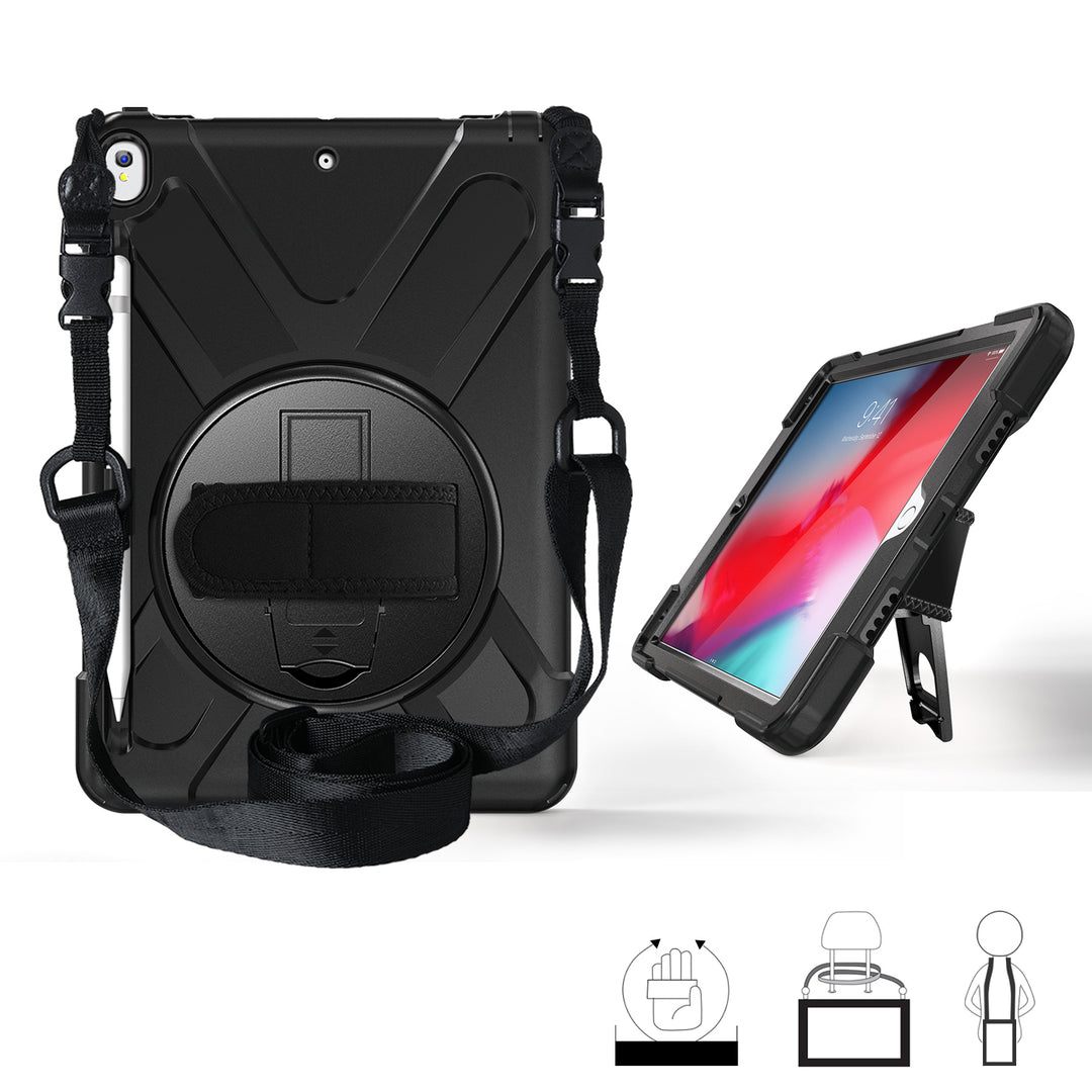 navor Case Compatible with iPad Air 3 10.5" 2019 Rugged Rotating Kickstand with Built-in Pencil Holder Hand Strap and Image 3