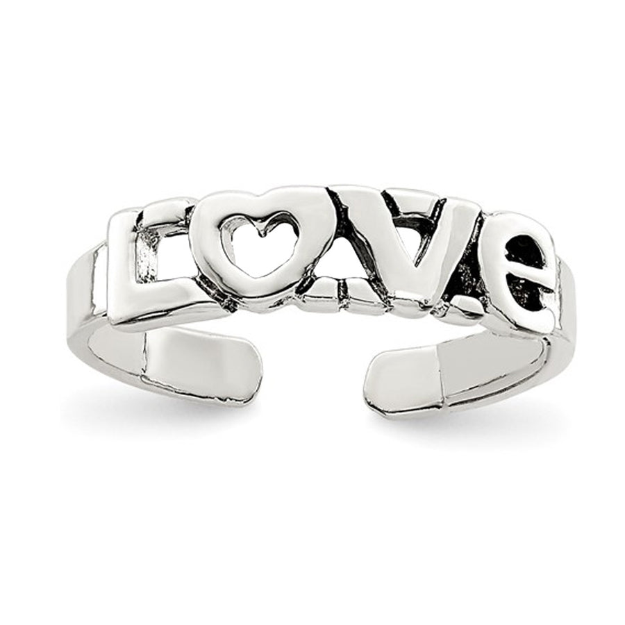 Sterling Silver Antiqued LOVE Toe Ring Image 1