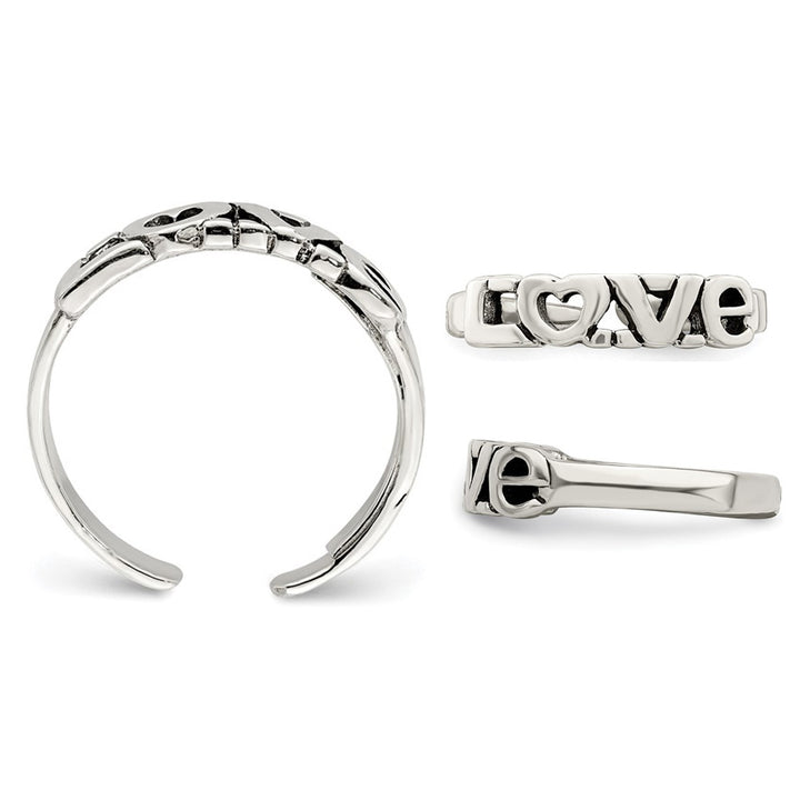 Sterling Silver Antiqued LOVE Toe Ring Image 2