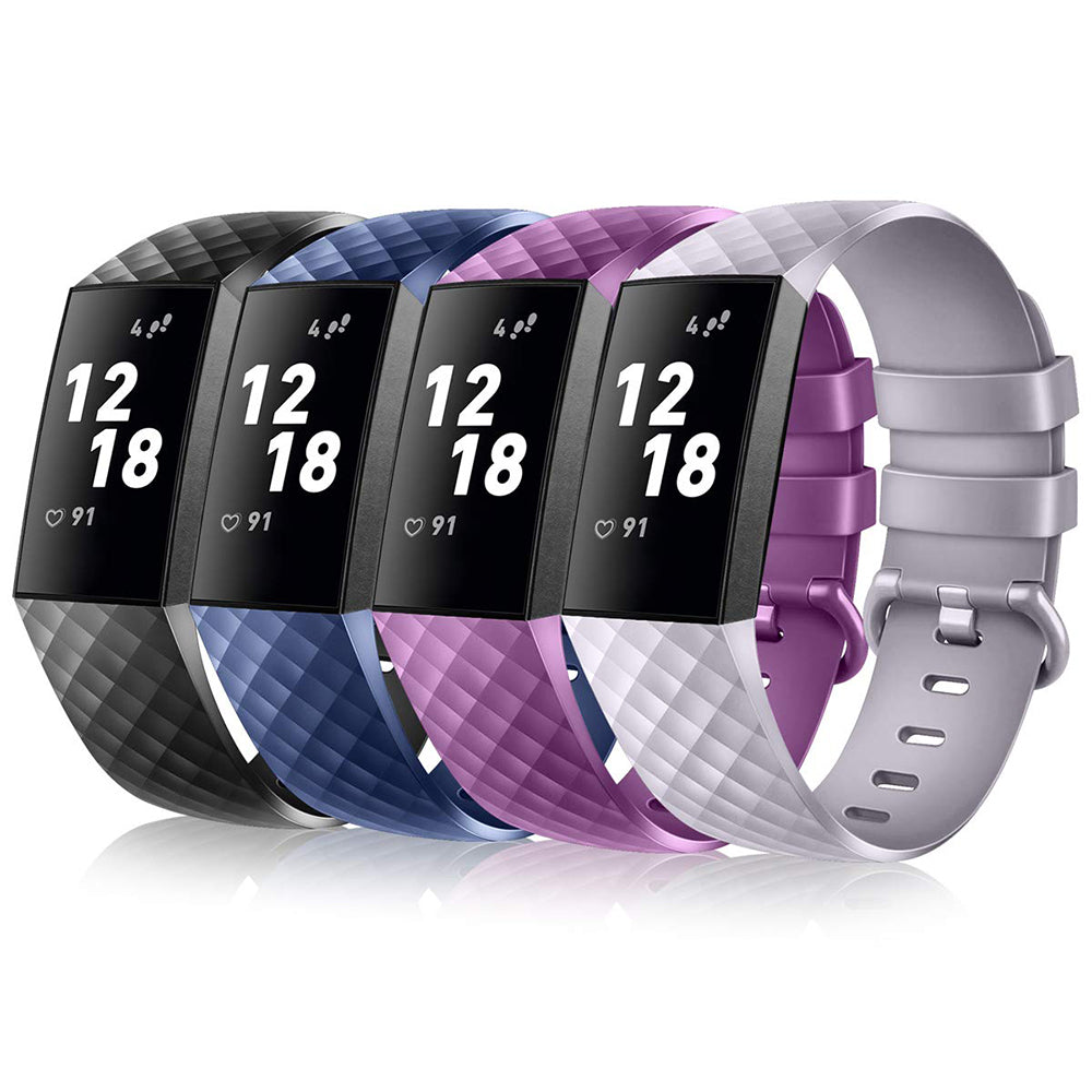 Soft TPU Silicone Replacement Sport Band Fitness Strap Compatible for Fitbit Charge 3 & Charge 4 Women Men Small Image 1