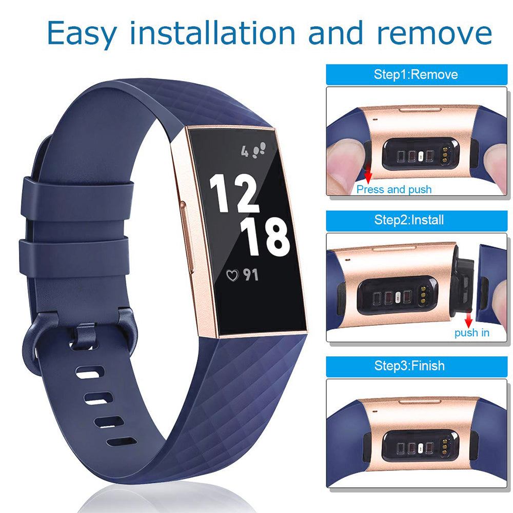 Soft TPU Silicone Replacement Sport Band Fitness Strap Compatible for Fitbit Charge 3 & Charge 4 Women Men Small Image 3