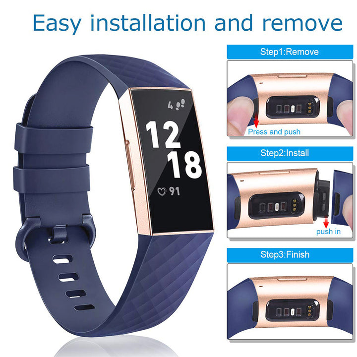 Soft TPU Silicone Replacement Sport Band Fitness Strap Compatible for Fitbit Charge 3 and Charge 4 Women Men Small Image 3