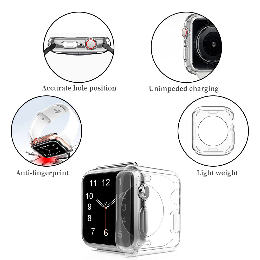 navor Shockproof Full Front Cover Compatible with Apple Watch Series 6,5,4,SE 44mm (Clear) Image 2