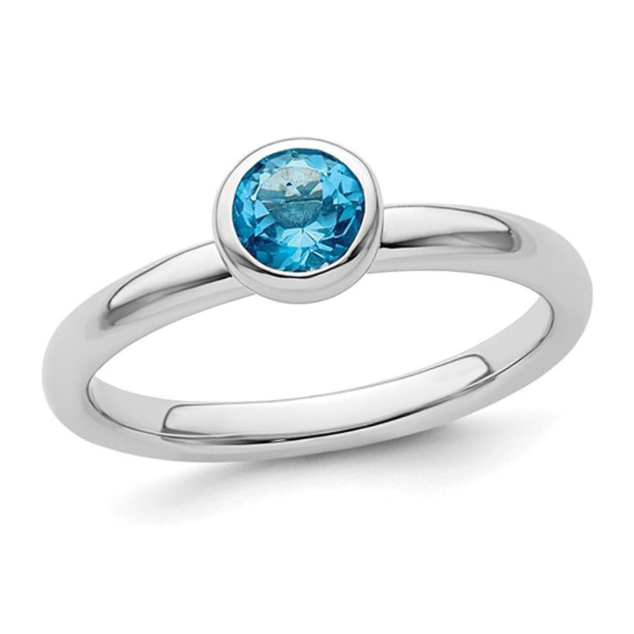 3/5 Carat (ctw) Blue Topaz Solitaire Ring in Sterling Silver Image 1