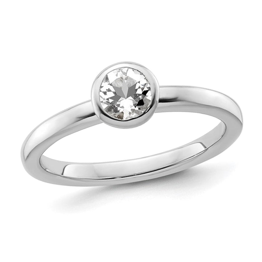 3/5 Carat (ctw) White Topaz Solitaire Ring in Sterling Silver Image 1