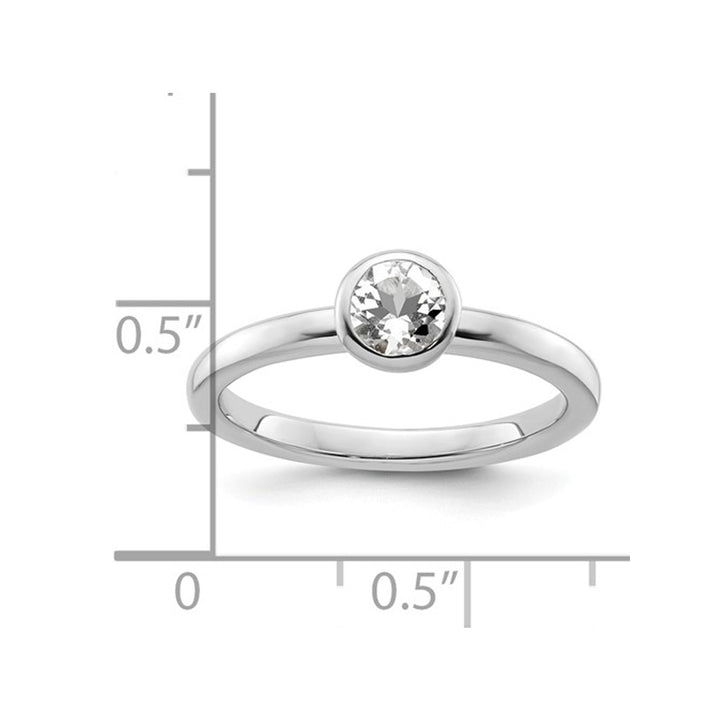 3/5 Carat (ctw) White Topaz Solitaire Ring in Sterling Silver Image 4