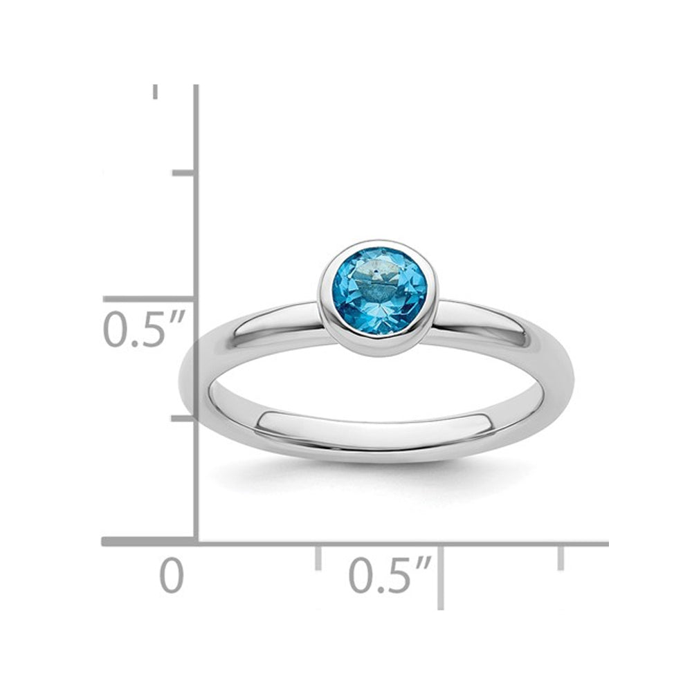 3/5 Carat (ctw) Blue Topaz Solitaire Ring in Sterling Silver Image 2