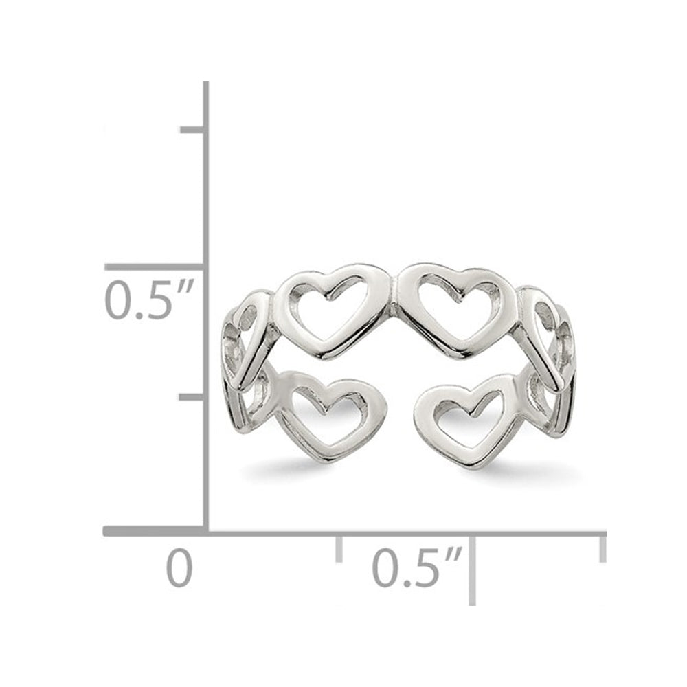 Sterling Silver Cut-out Hearts Toe Ring Image 3