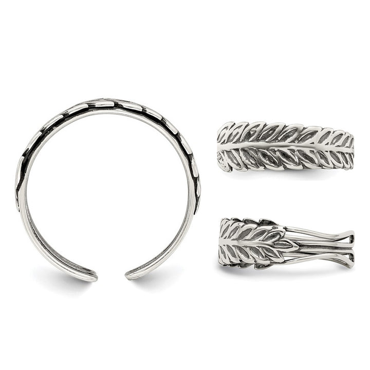 Sterling Silver Antiqued Leaf Toe Ring Image 3