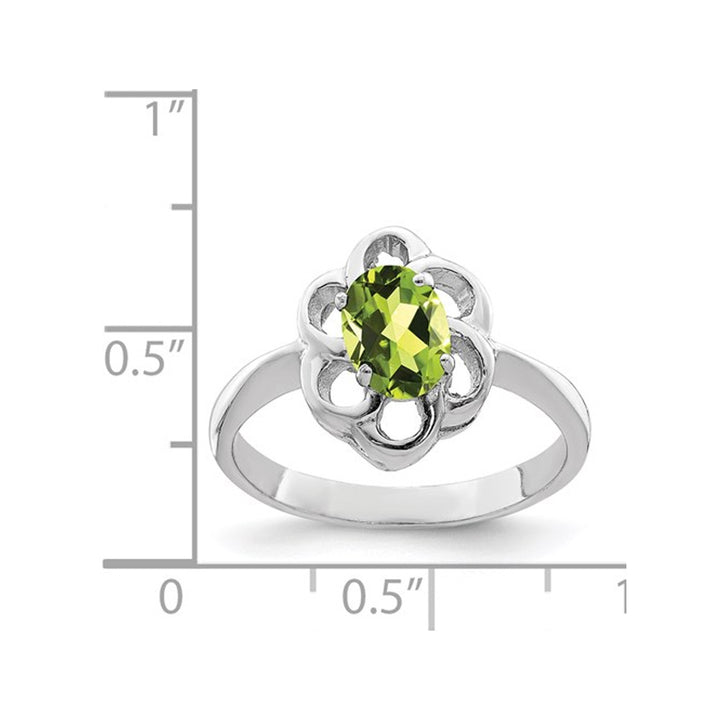 2/5 Carat (ctw) Oval Peridot Ring in Sterling Silver Image 3