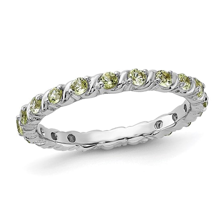 7/8 Carat (ctw) Peridot Eternity Band Ring in Sterling Silver Image 1