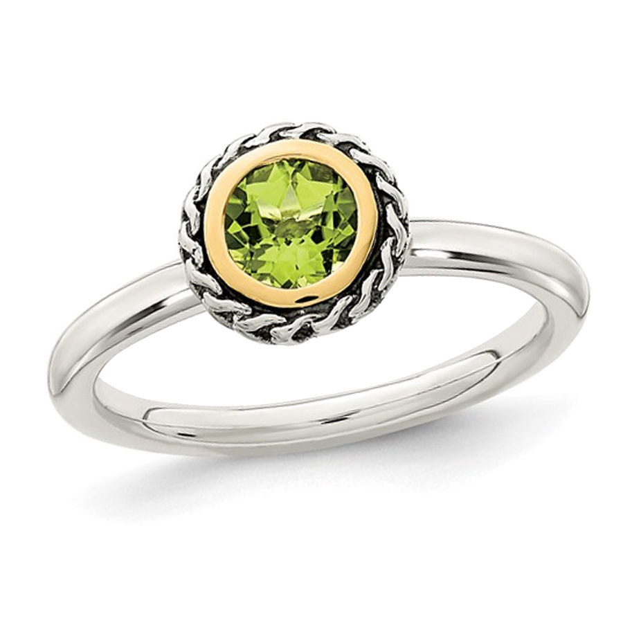 1/2 Carat (ctw) Green Peridot Ring in Sterling Silver Image 1