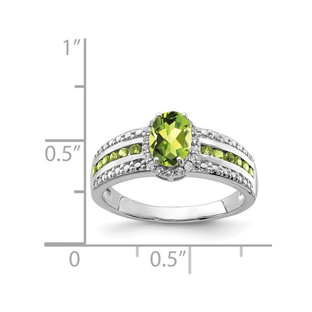 1.27 Carat (ctw) Green Peridot Halo Ring in Sterling Silver with White Topaz Image 4