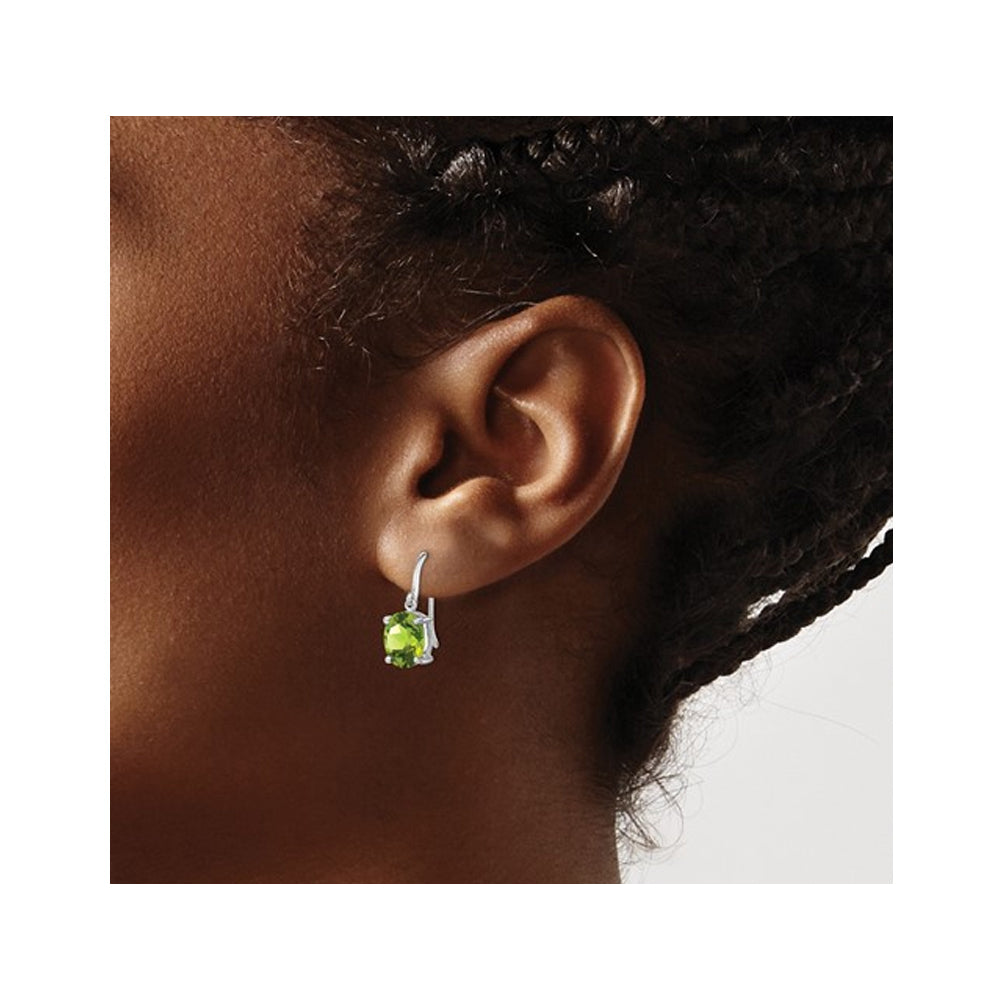 3.30 Carat (ctw) Peridot Drop Dangle Earrings in Sterling Silver Image 2