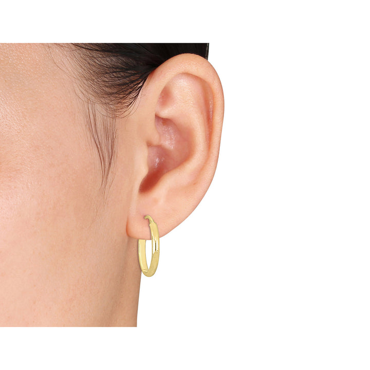 14K Yellow Gold Polished Hoop Earrings (24mm) Image 3