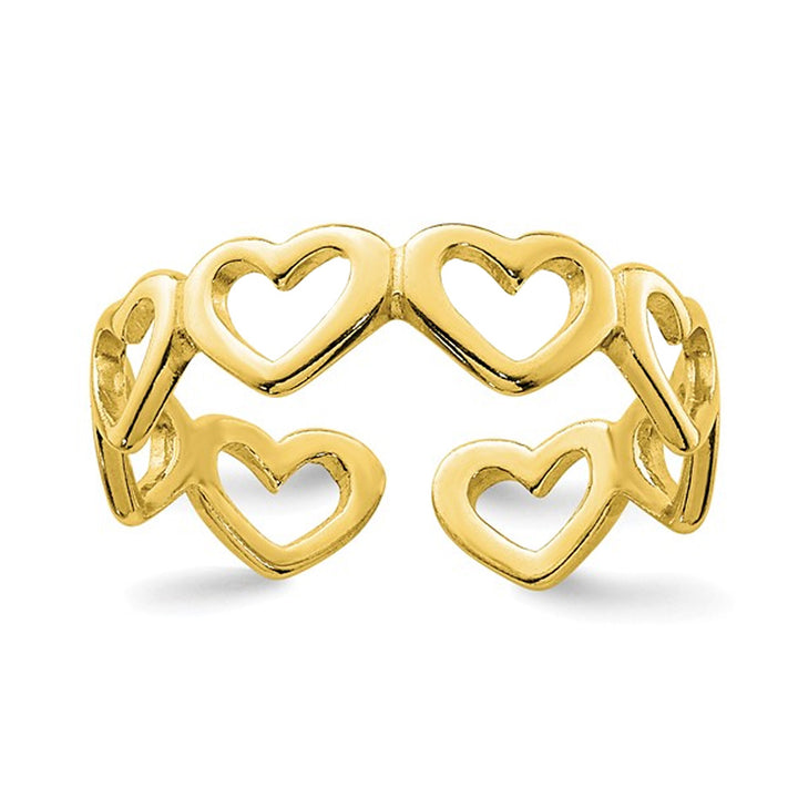 Gold Plated Sterling Silver Cut-out Hearts Toe Ring Image 1