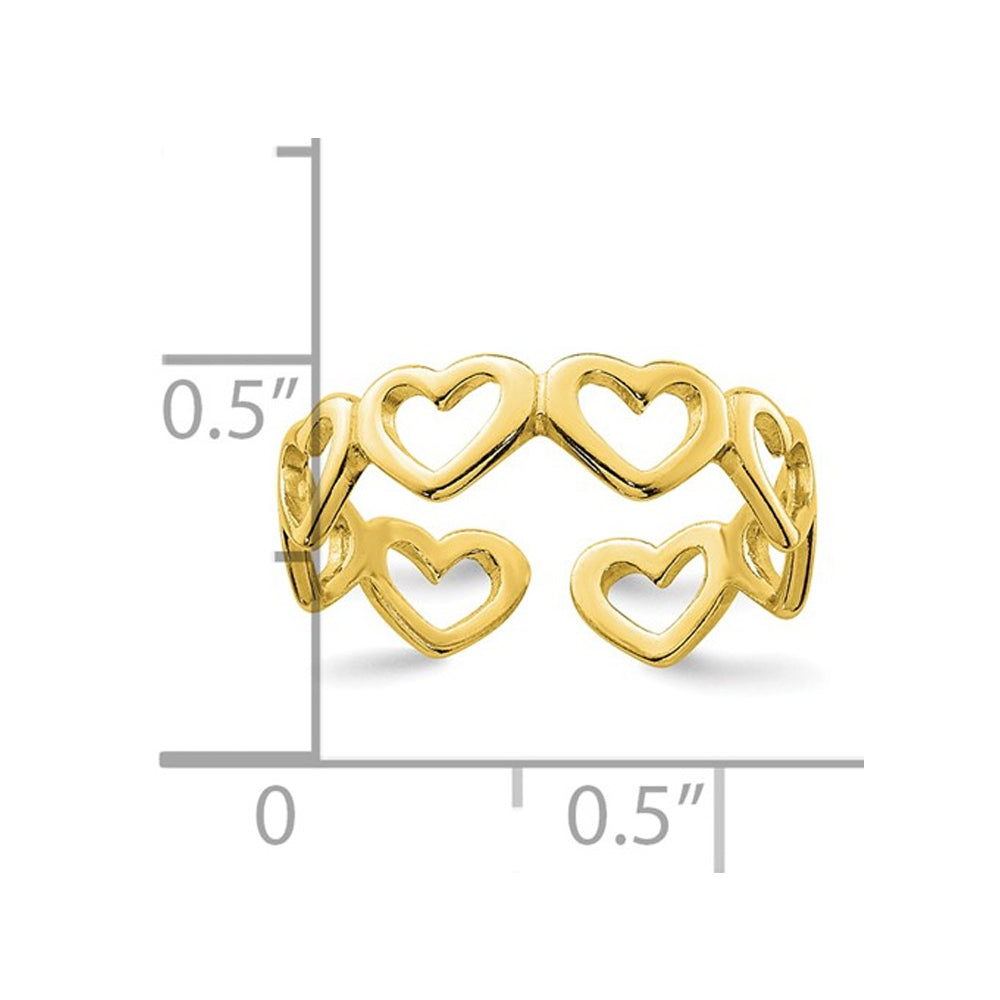 Gold Plated Sterling Silver Cut-out Hearts Toe Ring Image 3