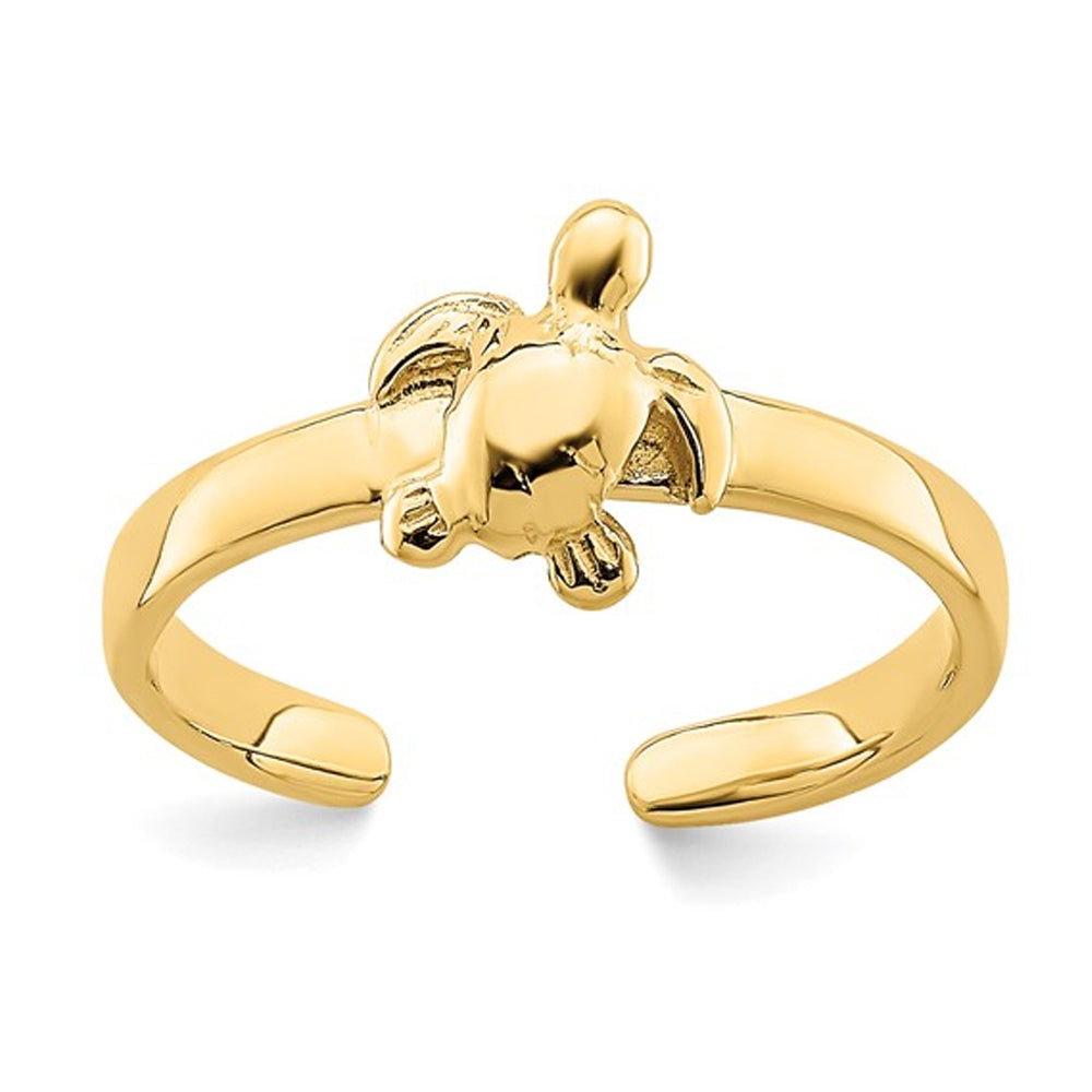 14K Yellow Gold Sea Turtle Toe Ring Image 1