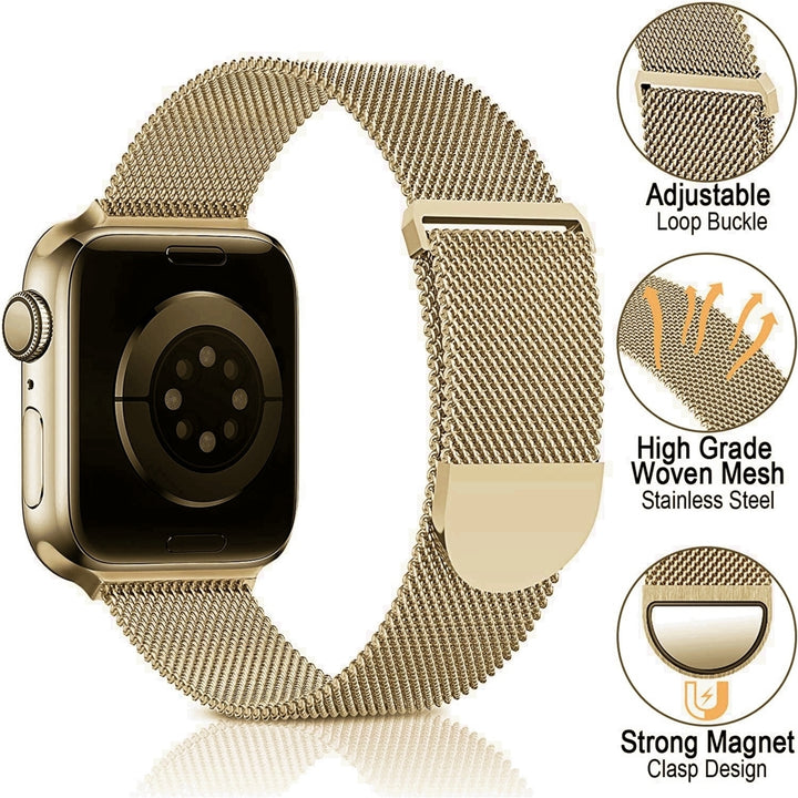 navor Compatible with Apple WatchAdjustable Magnetic BandStainless Steel Mesh Replacement Strap Wristband for Men and Image 3