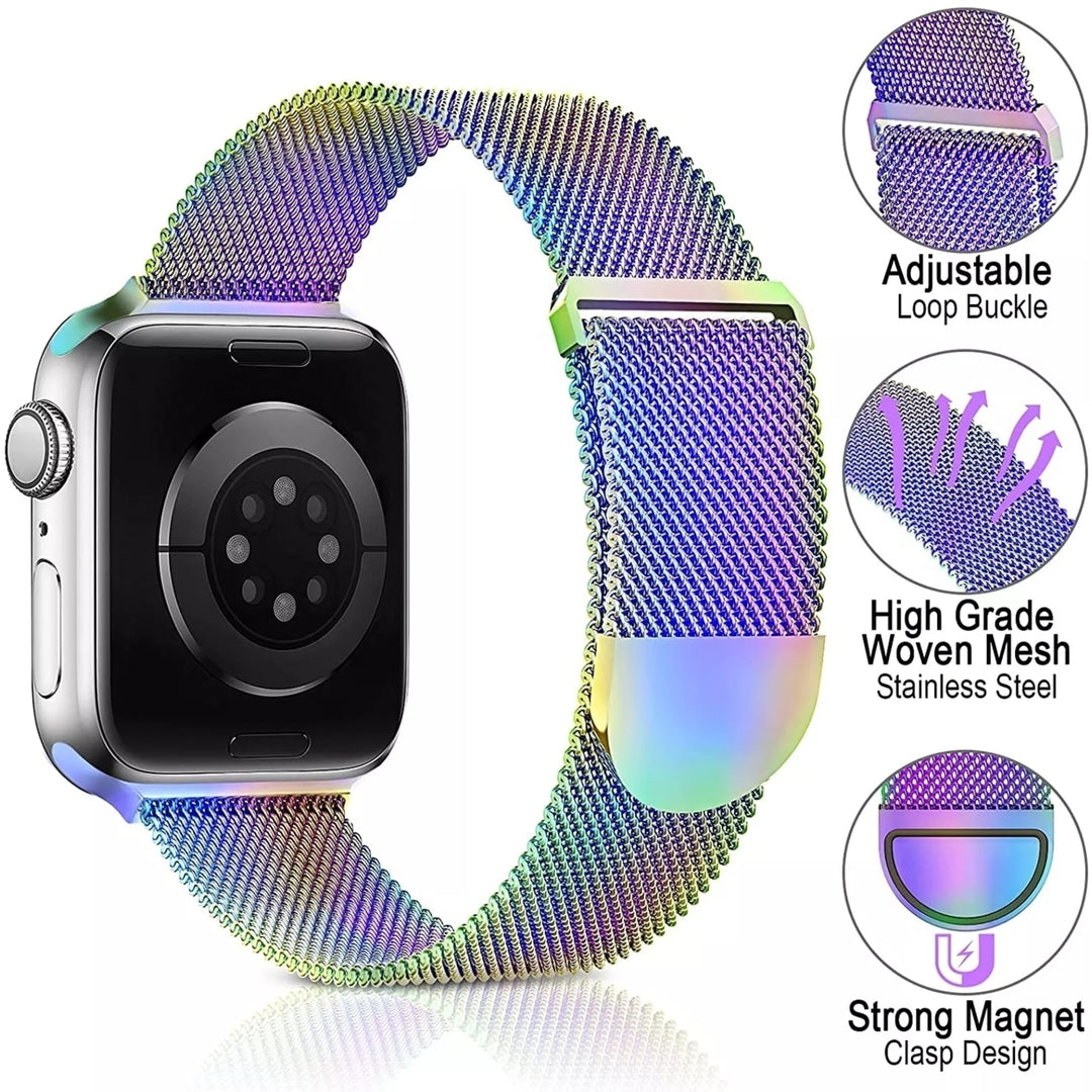 navor Compatible with Apple WatchAdjustable Magnetic BandStainless Steel Mesh Replacement Strap Wristband for Men and Image 4