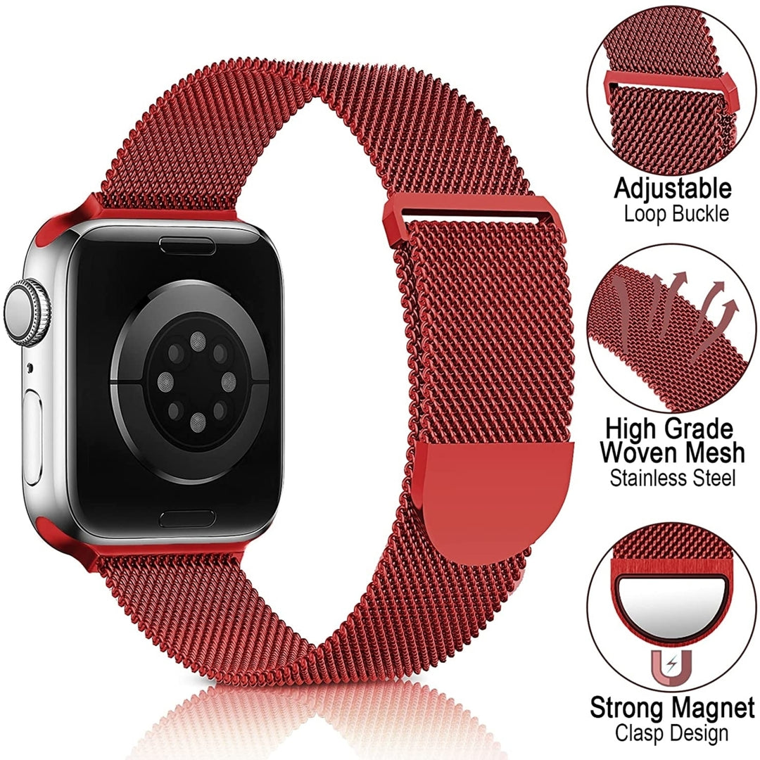 navor Compatible with Apple WatchAdjustable Magnetic BandStainless Steel Mesh Replacement Strap Wristband for Men and Image 6