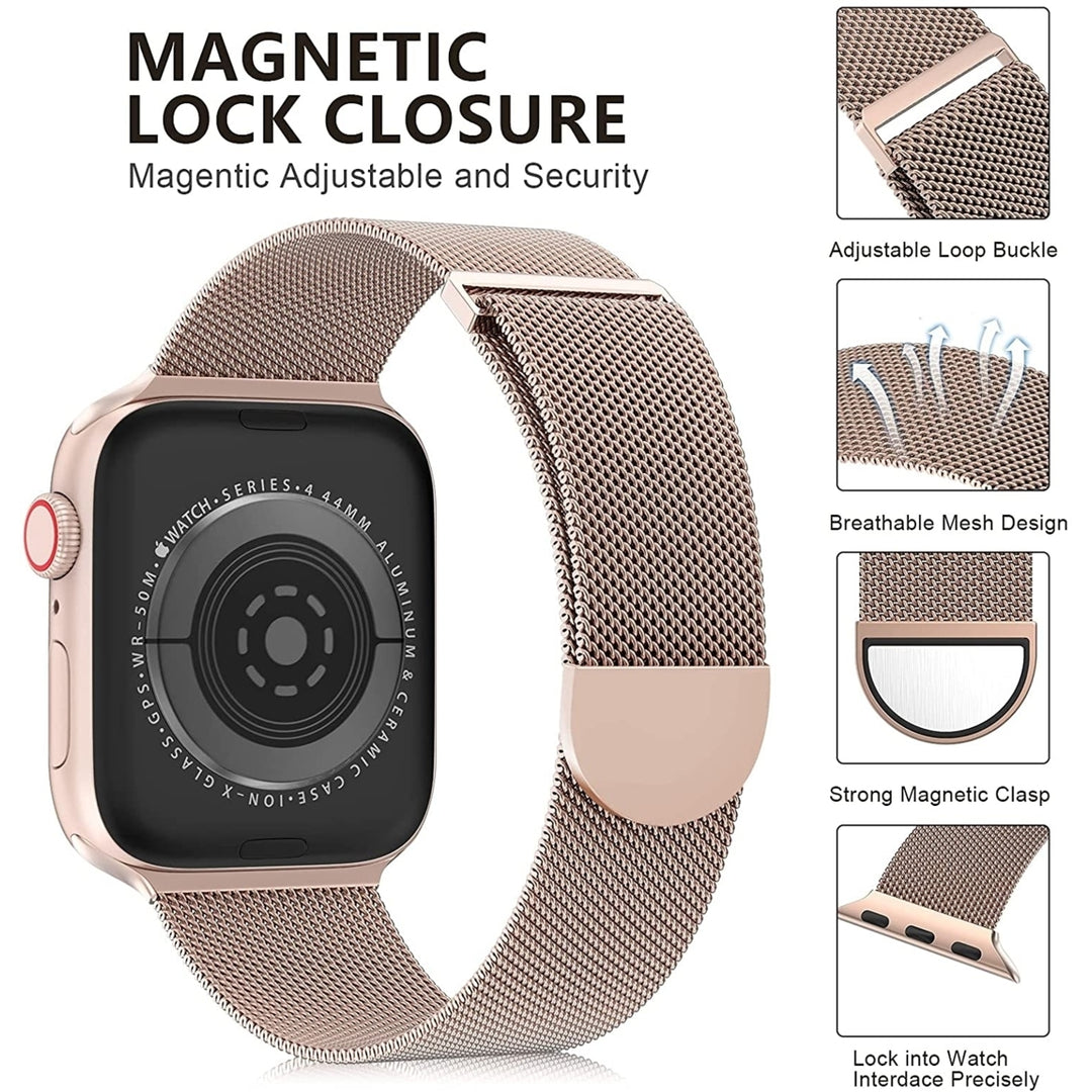 navor Compatible with Apple WatchAdjustable Magnetic BandStainless Steel Mesh Replacement Strap Wristband for Men and Image 7