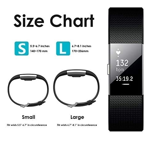 2 Pack navor Replacement Bands Bracelet Straps Wristbands Compatible for Fitbit Charge 2 for Women Men Boys Girls-Small Image 4