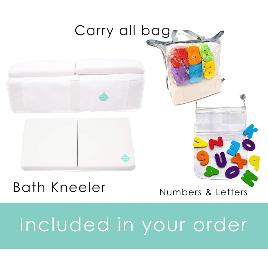 EZ 2-in-1 Baby Bath Kneeler and Elbow Rest Pad with Bath ToysWhite Image 1