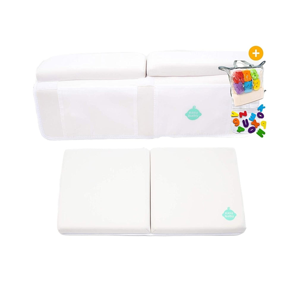 EZ 2-in-1 Baby Bath Kneeler and Elbow Rest Pad with Bath ToysWhite Image 2