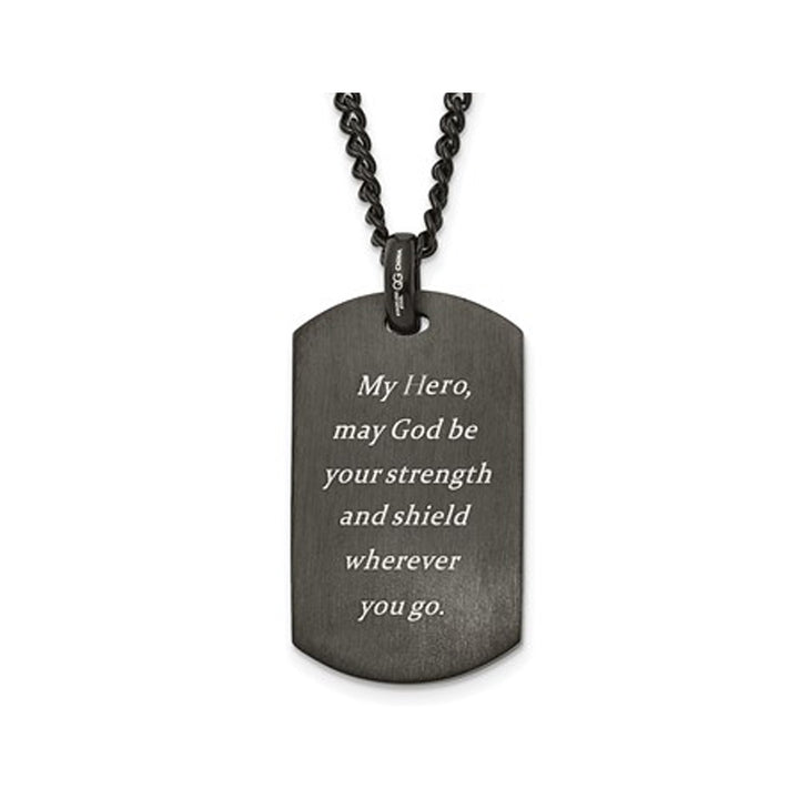 Mens Stainless Steel Hero Dog Tag Pendant Necklace with Chain (24 Inches) Image 2