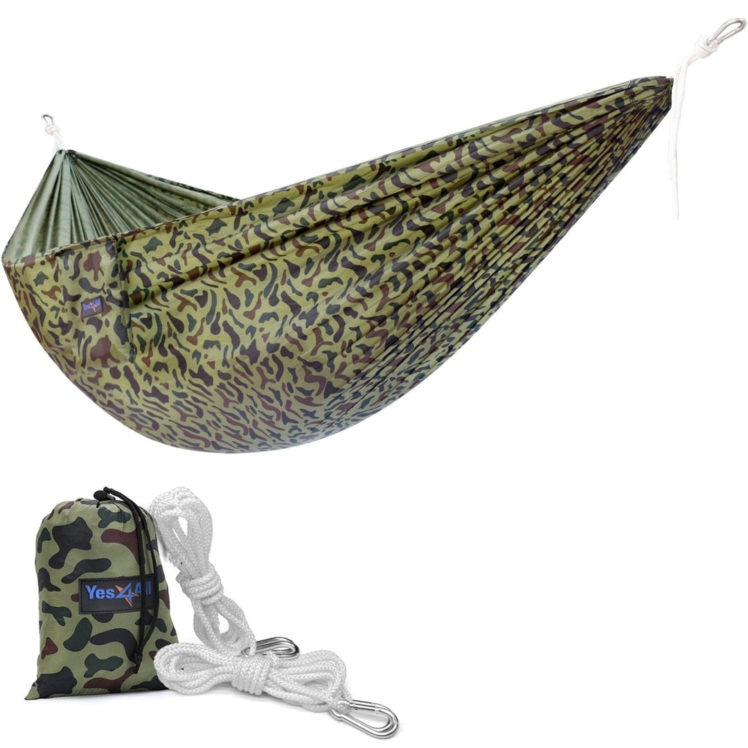 Yes4All Camo Single Lightweight Nylon Camping Hammock with Carry Bag Image 1