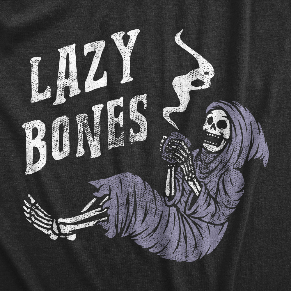 Mens Lazy Bones T shirt Funny Relaxing Spooky Halloween Skeleton Tee For Guys Image 2