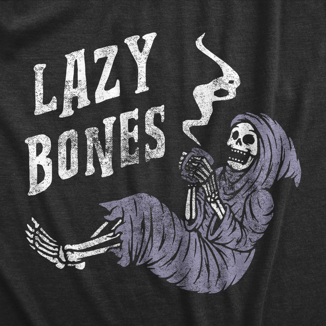 Womens Lazy Bones T shirt Funny Relaxing Spooky Halloween Skeleton Tee For Ladies Image 2