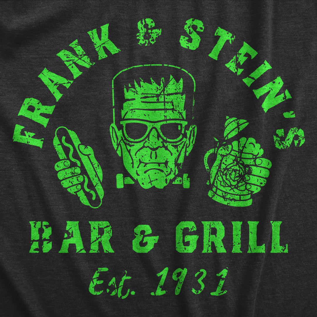 Womens Frank And Steins Bar And Grill T Shirt Funny Frankenstein Halloween Tee For Ladies Image 2