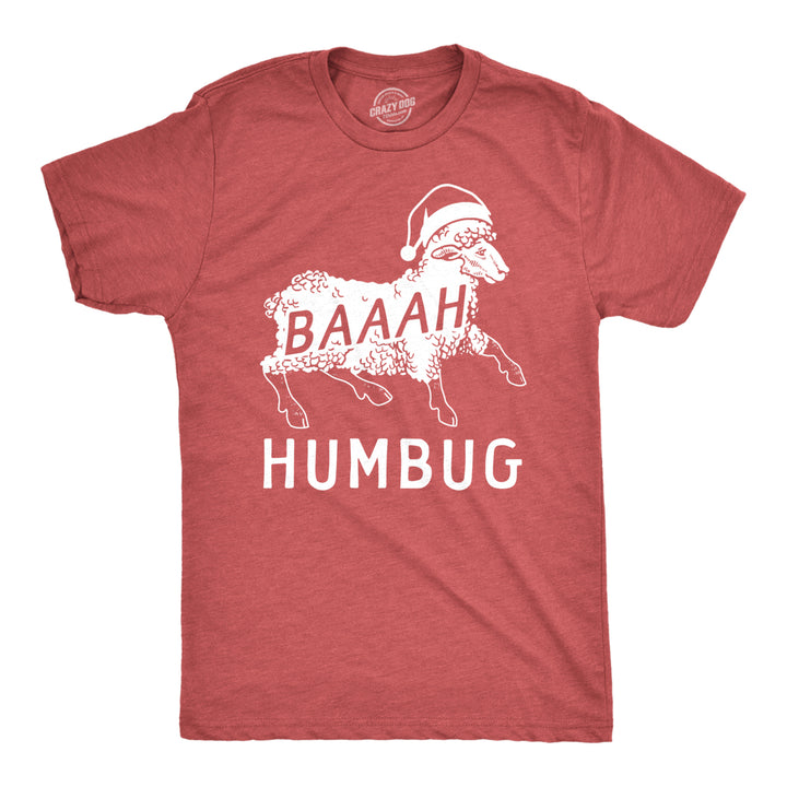 Mens Baaah Humbug T Shirt Funny Xmas Party Scrooge Sheep Tee For Guys Image 1