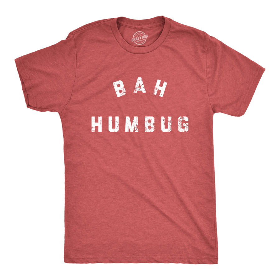 Mens Bah Humbug T Shirt Funny Ebeneezer Scrooge Xmas Party Tee For Guys Image 1