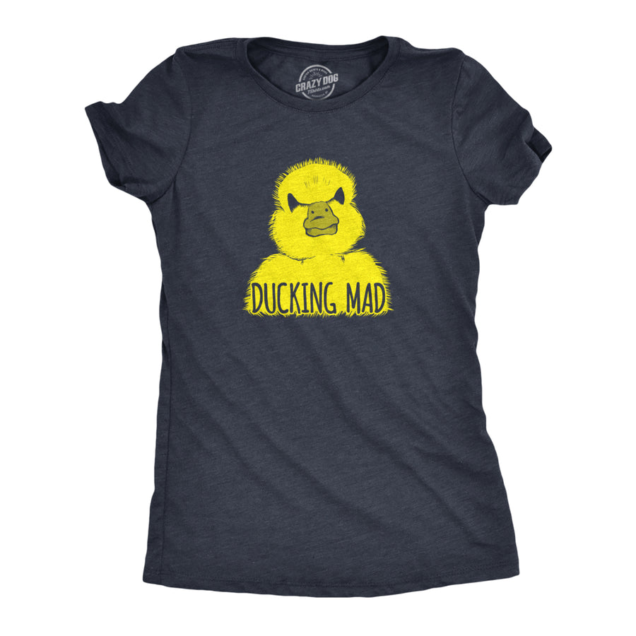 Womens Ducking Mad T Shirt Funny Angry Yellow Duck Tee For Ladies Image 1