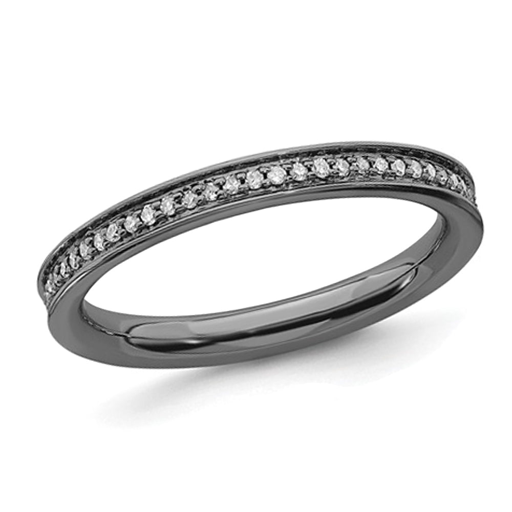 1/5 Carat (ctw) Diamond Band Ring in Black Plated Sterling Silver Image 1