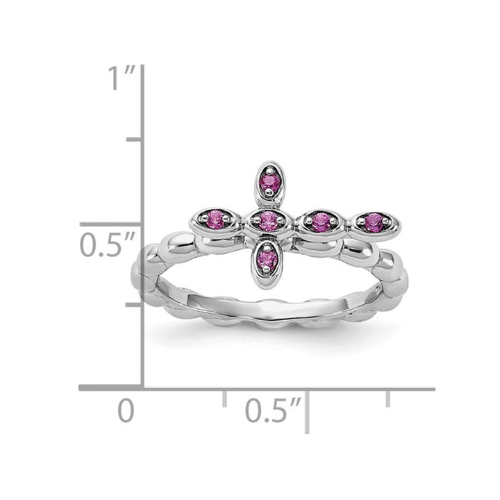 1/8 Carat (ctw) Lab-Created Ruby Cross Ring in Sterling Silver Image 4